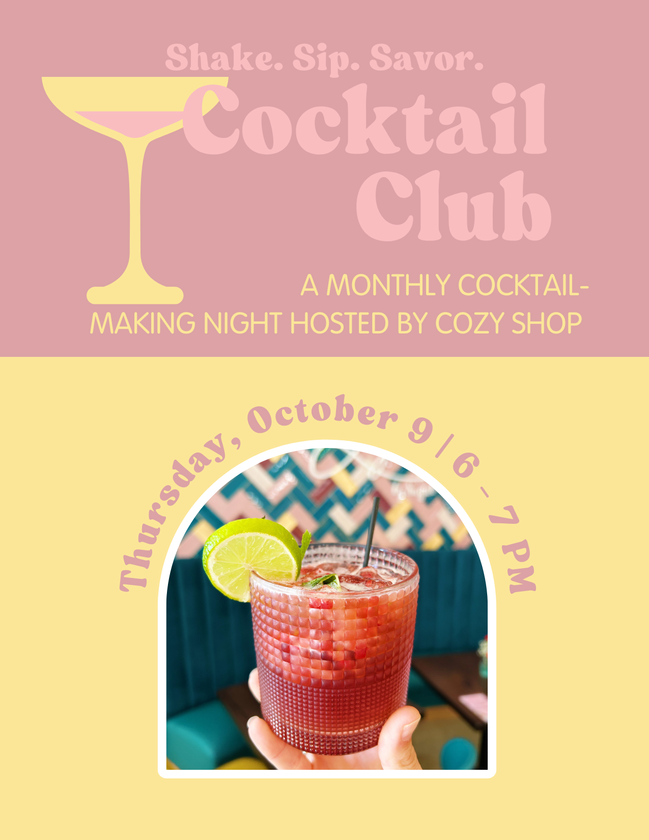 COCKTAIL CLUB | OCTOBER 9 | 6 - 7 PM
