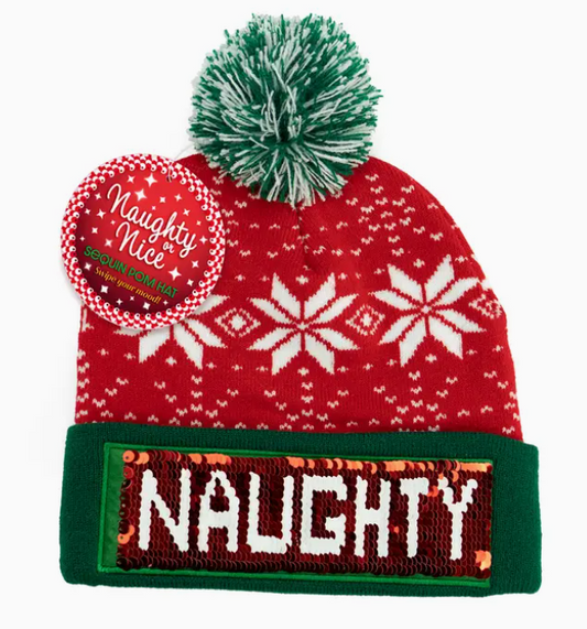 Naughty Nice Pom Beanie