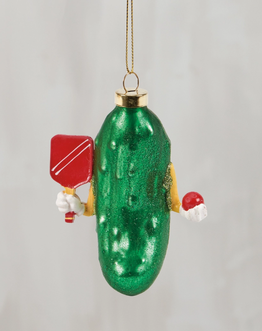 Glass Pickleball Pickle Ornament