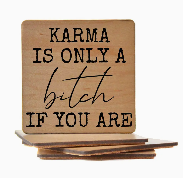 Karma Wood Coaster, 2pk