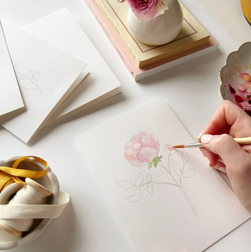 Garden Flowers Paintable Watercolor Notecard Set