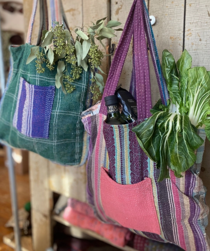 Kantha Tote with Pocket