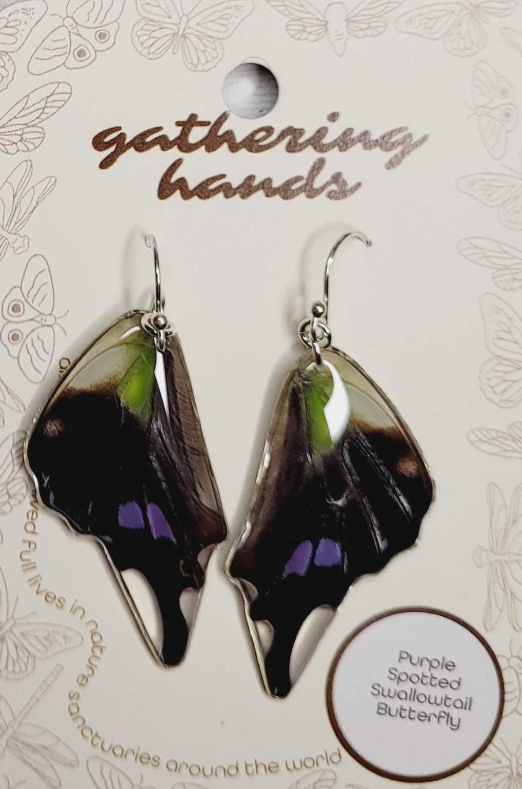 Purple-Spotted Swallowtail Hindwing Earrings