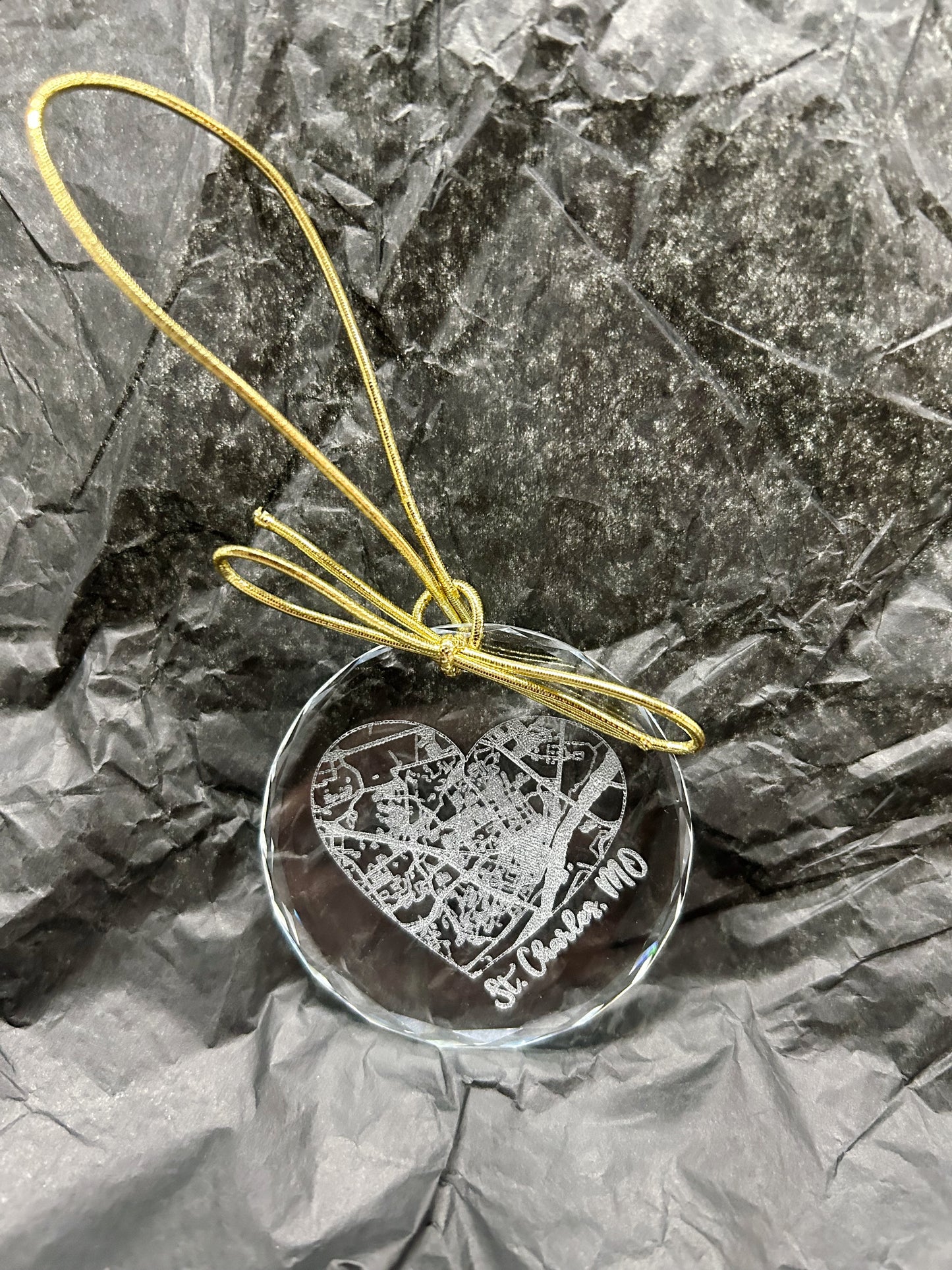Map of Saint Charles Crystal Ornament