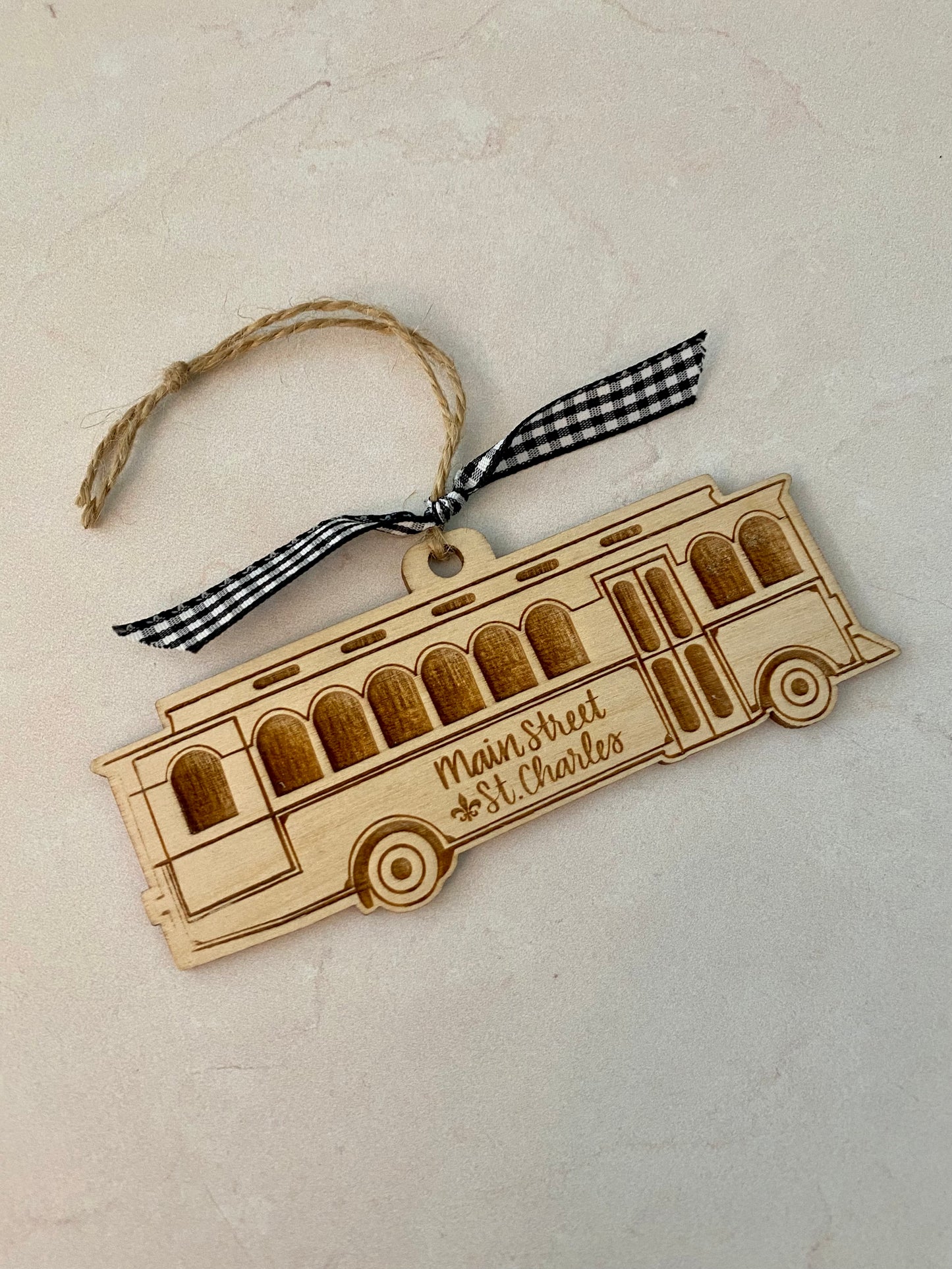 Wooden Trolley Ornament