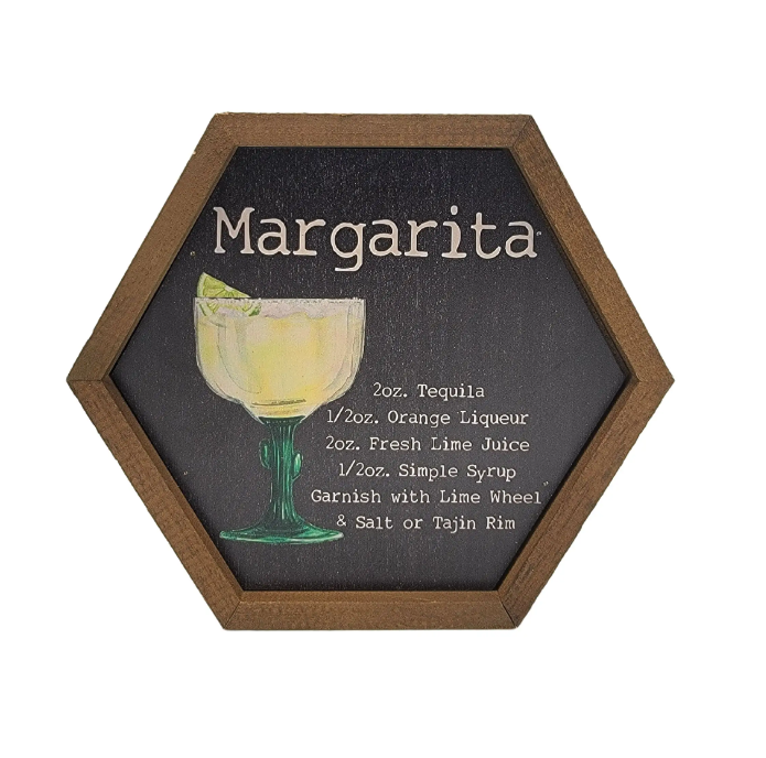 Cocktail Series, Hexagon Wood Sign
