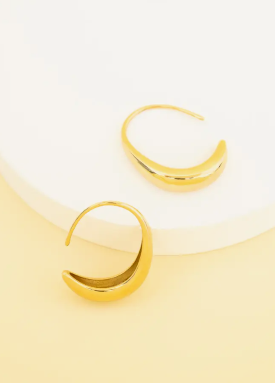 Crescent Moon Thread Drop Earrings