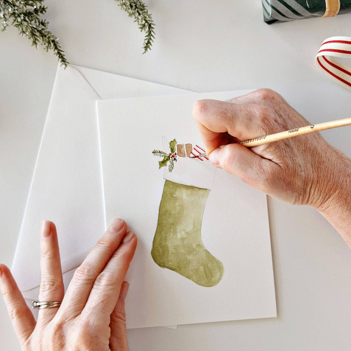 Classic Christmas Paintable Watercolor Notecard Set