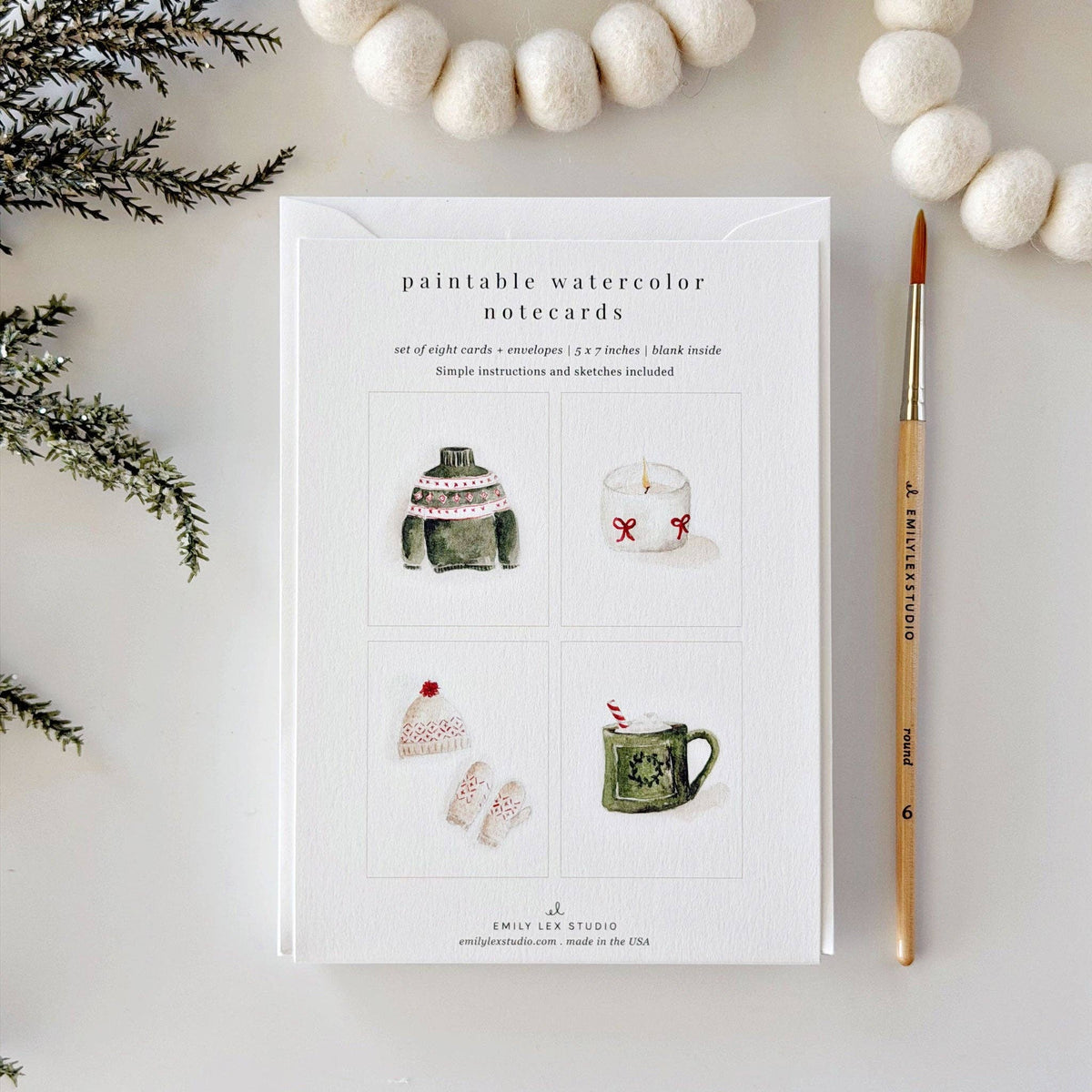 Warm + Cozy Paintable Watercolor Notecard Set