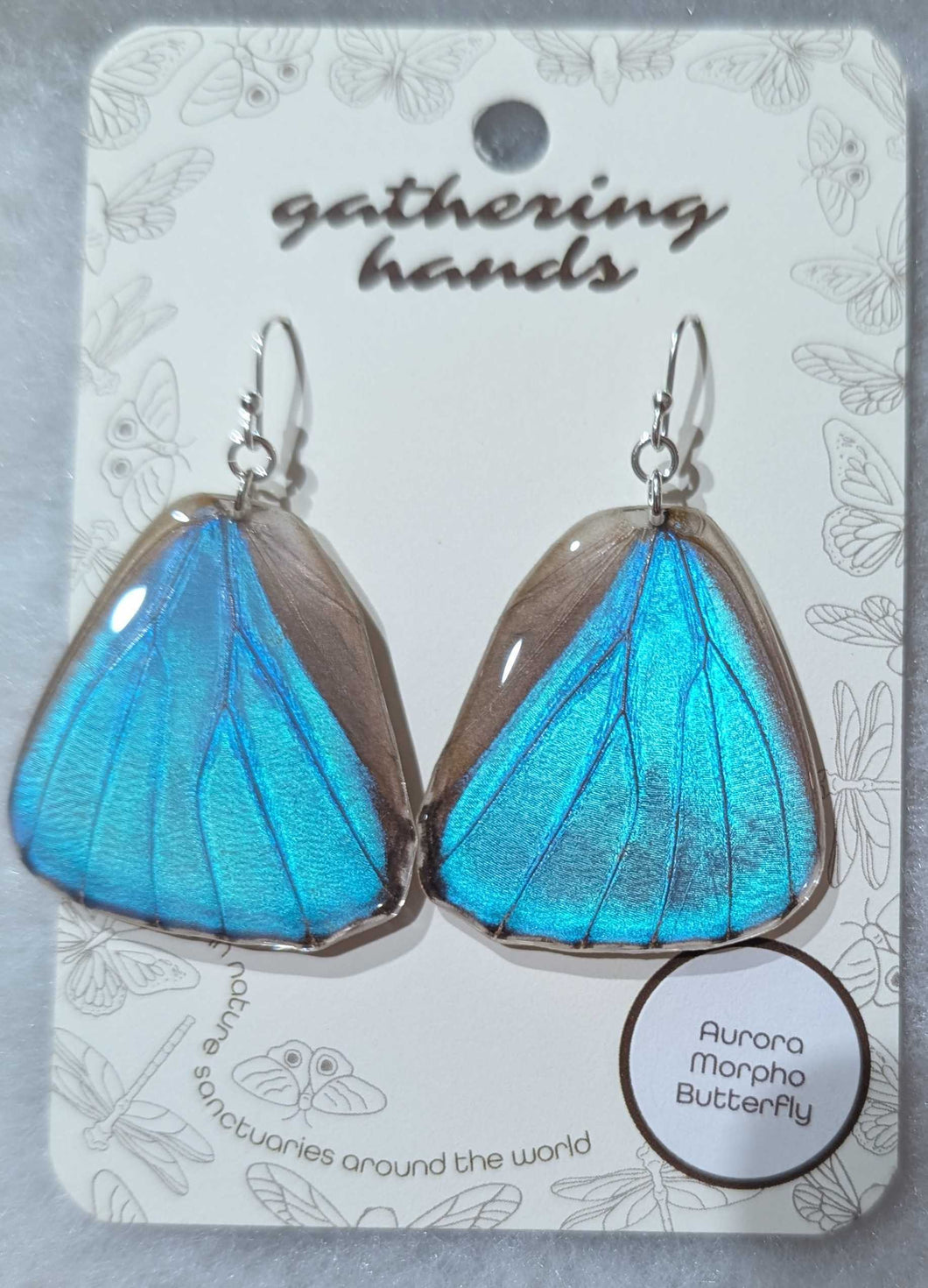 Aurora Morpho Hindwing Butterfly Earrings