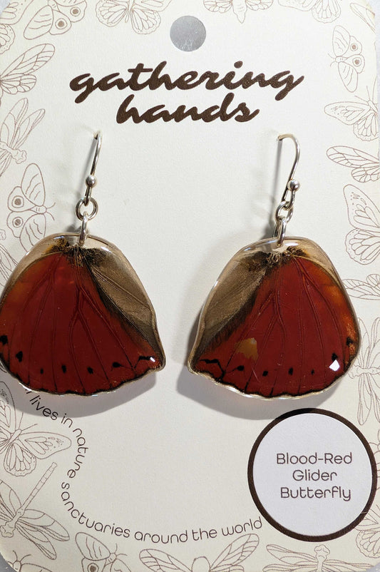 Blood-Red Glider Hindwing Earrings