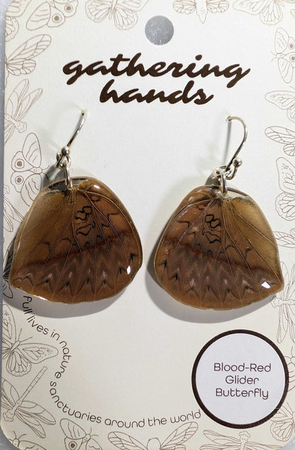 Blood-Red Glider Hindwing Earrings