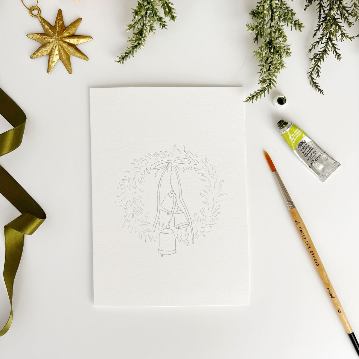 Wreaths Paintable Watercolor Notecard Set