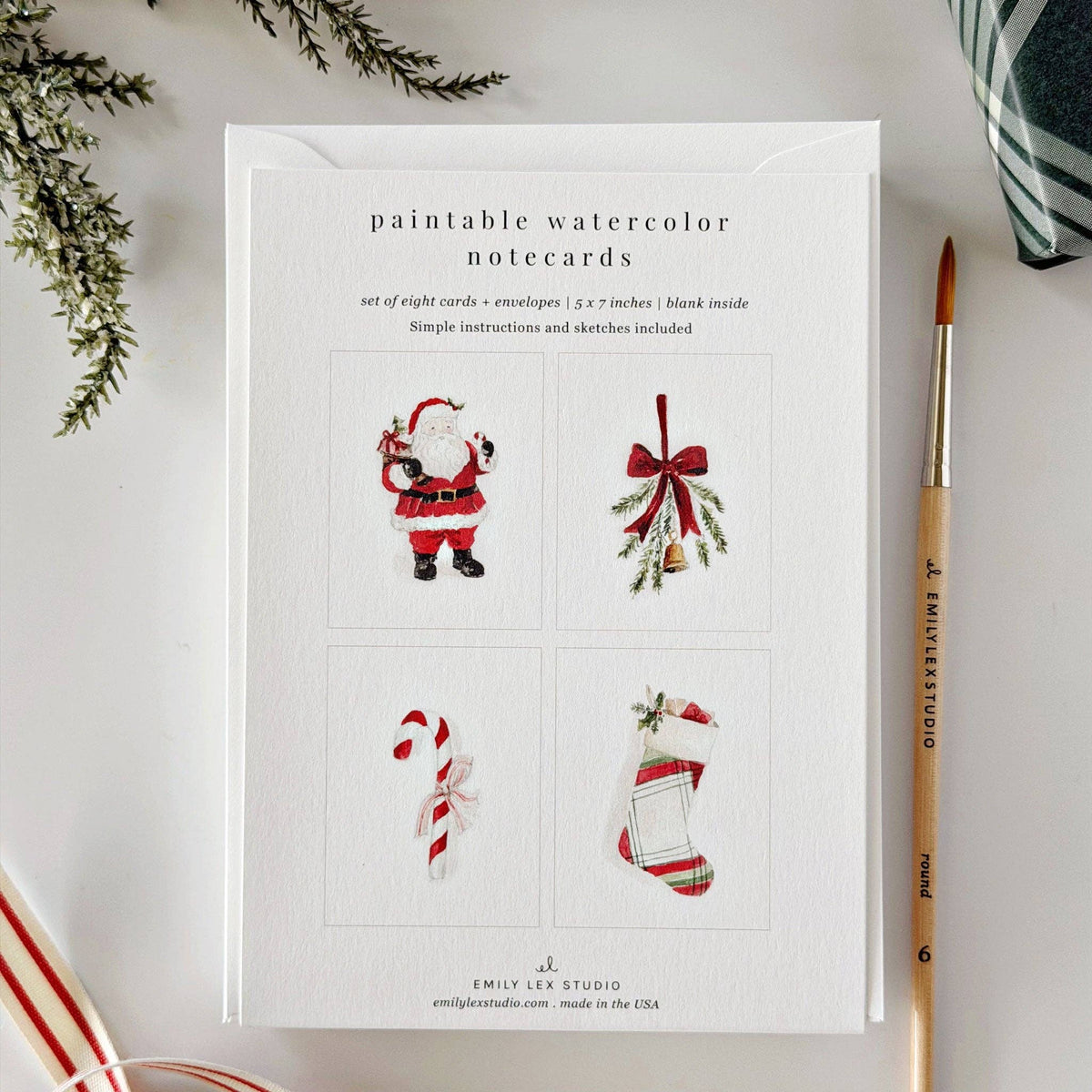 Classic Christmas Paintable Watercolor Notecard Set