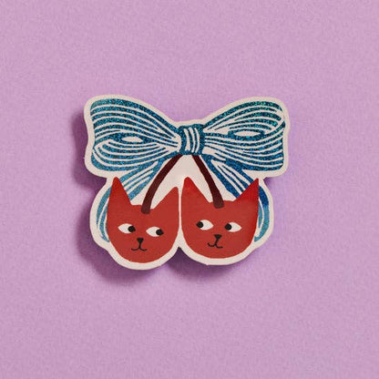 Cherry Bow Cat Sticker
