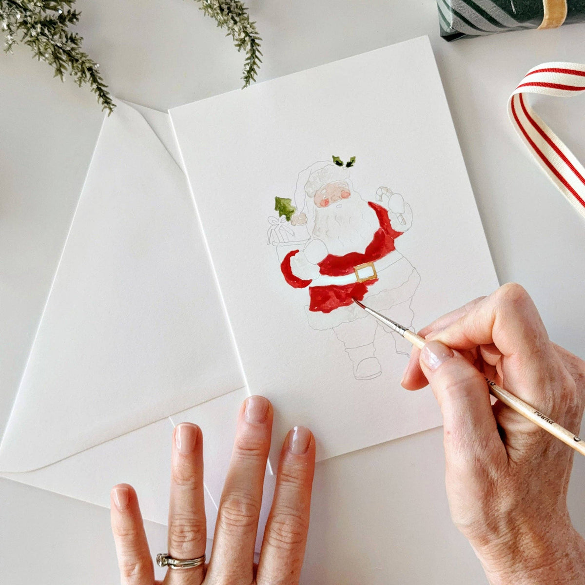 Classic Christmas Paintable Watercolor Notecard Set