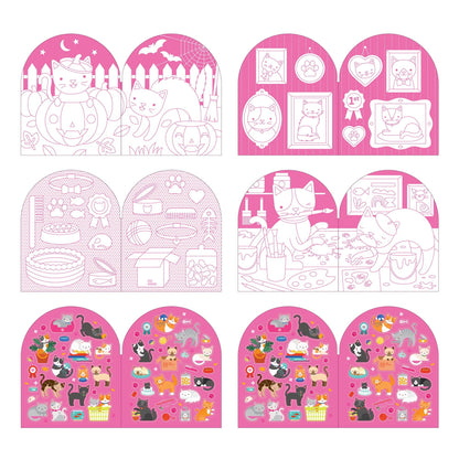 Coloring Book With Stickers: Cats