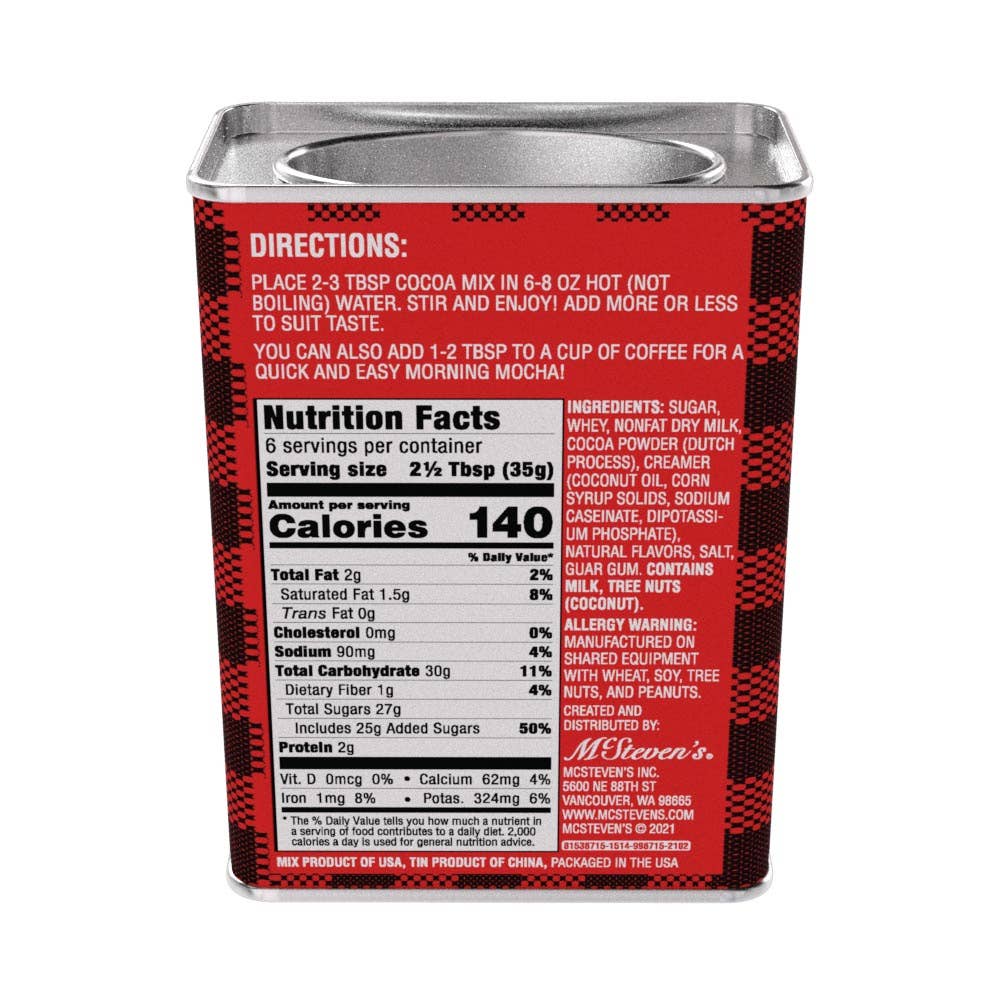 Season's Greetings Red Plaid Chocolate Hot Cocoa