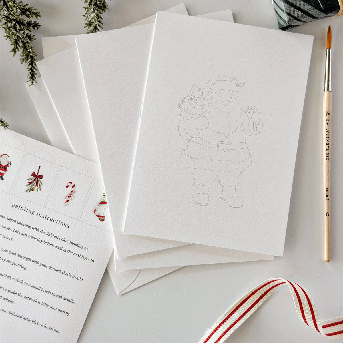 Classic Christmas Paintable Watercolor Notecard Set