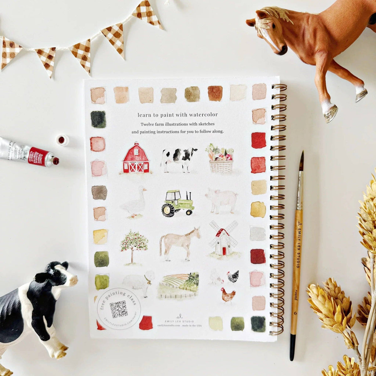 Farm Watercolor Painting Workbook