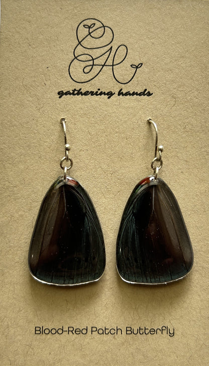 Blood-Red Patch Hindwing Butterfly Earrings