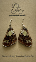 Load image into Gallery viewer, Electric Green Swordtail Hindwing Earrings
