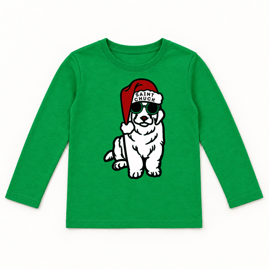 Festive Pup Kids Long Sleeve Tee