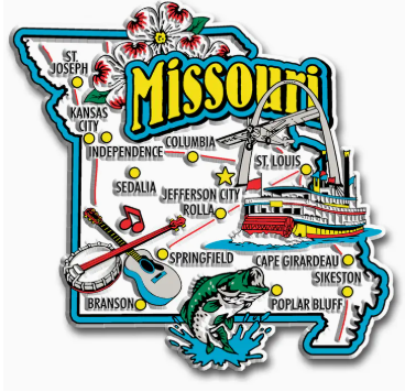 Missouri State Landmarks Magnet - White