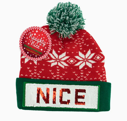 Naughty Nice Pom Beanie