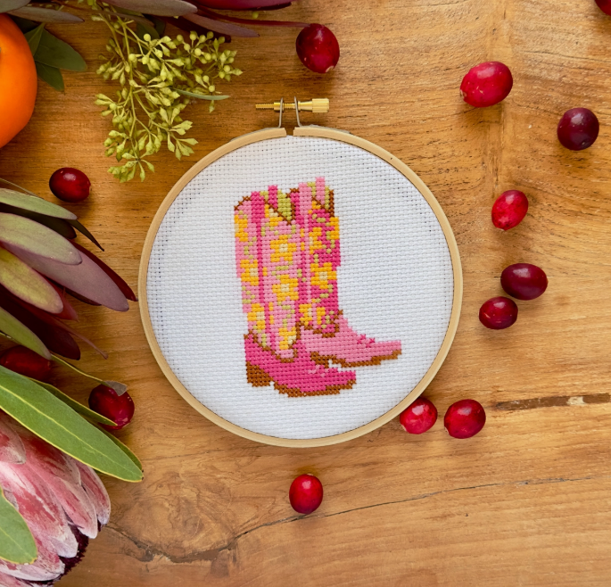 Cowgirl Boots Cross Stitch Kit