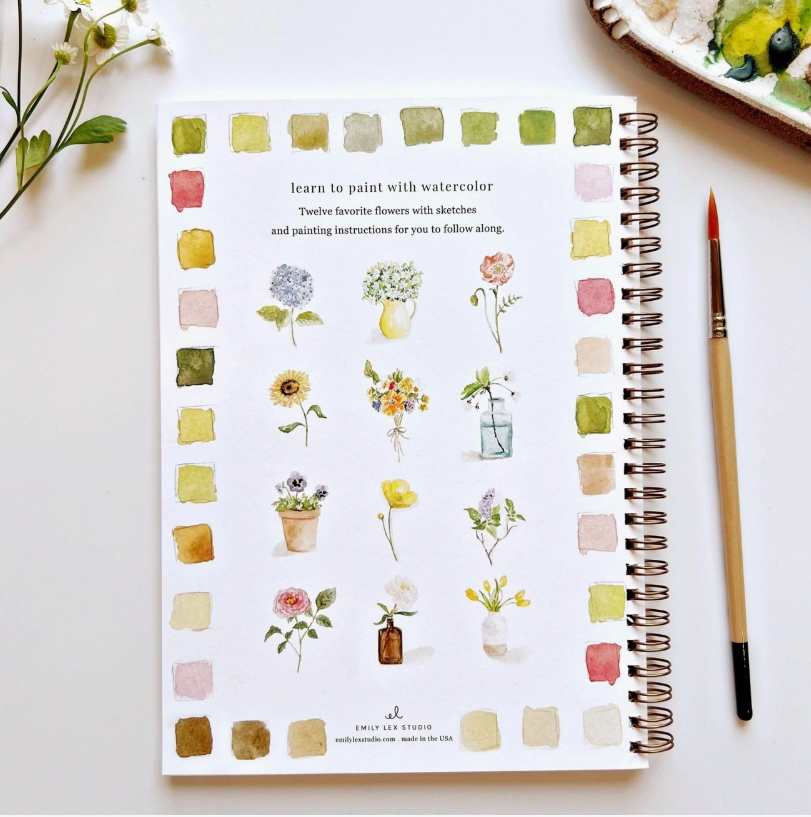 Flowers Watercolor Painting Workbook