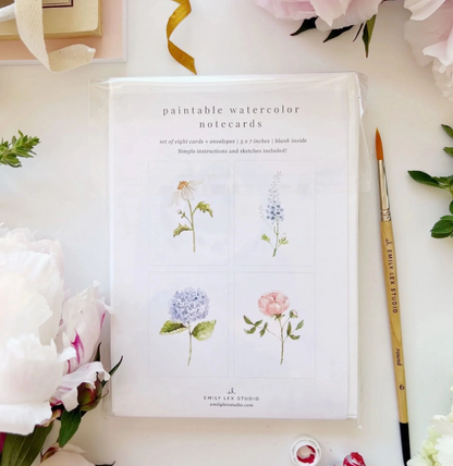 Garden Flowers Paintable Watercolor Notecard Set