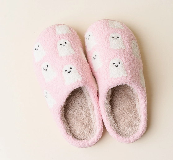 Fuzzy Ghost Slippers