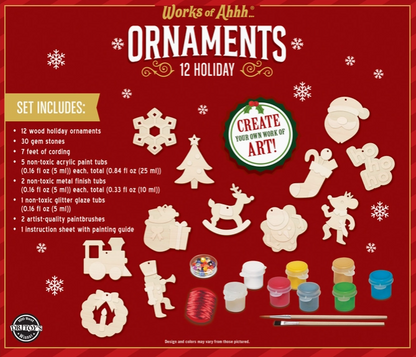Holiday Ornament Wood Craft & Paint Kit