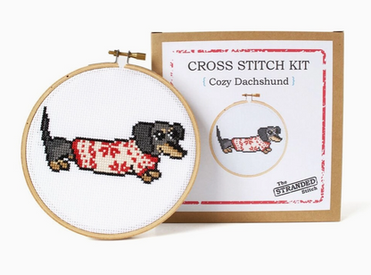 Cozy Dachshund Cross Stitch Kit