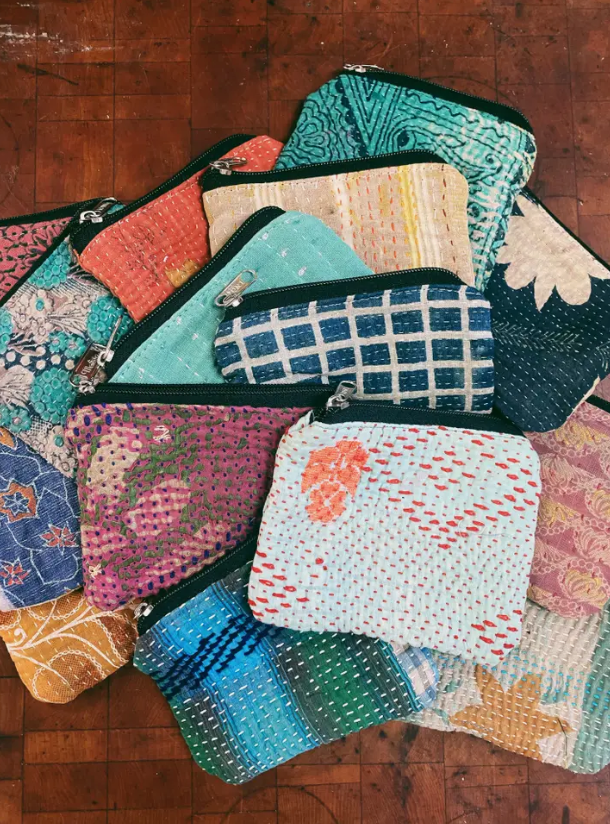 Hand-Stitched Zipper Pouch Bags