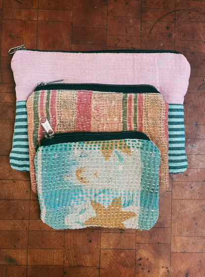 Hand-Stitched Zipper Pouch Bags