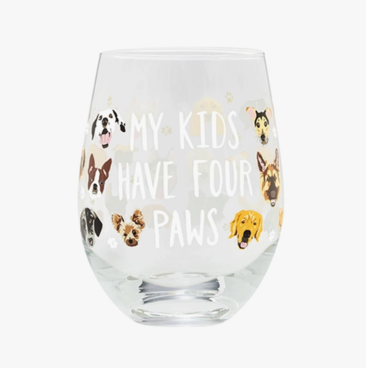 My Kids Have Four Paws Wine Glass