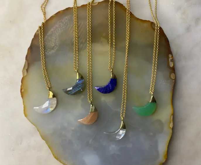 Crescent Moon Stone Necklaces