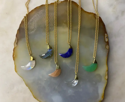 Crescent Moon Stone Necklaces