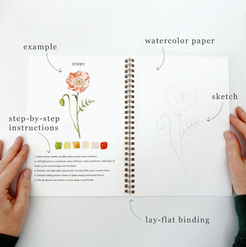 Flowers Watercolor Painting Workbook