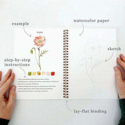 Flowers Watercolor Painting Workbook