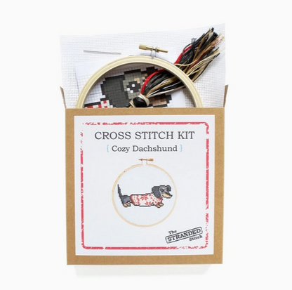 Cozy Dachshund Cross Stitch Kit