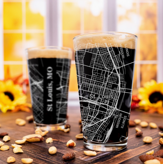 St. Louis Map Engraved Pint Glass