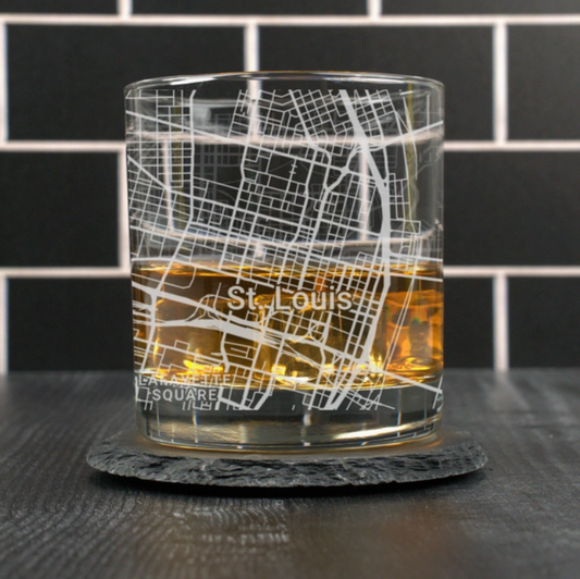 St. Louis Map Engraved Rocks Glass