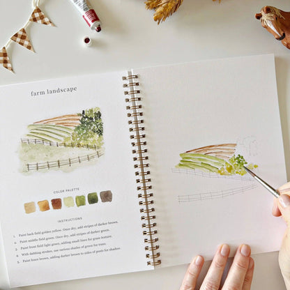 Farm Watercolor Painting Workbook