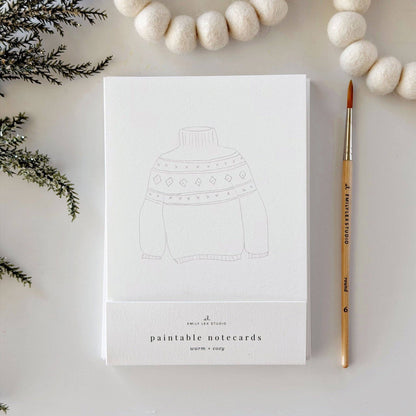 Warm + Cozy Paintable Watercolor Notecard Set