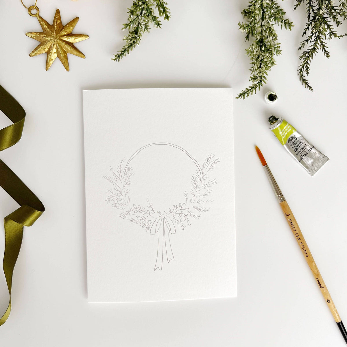 Wreaths Paintable Watercolor Notecard Set