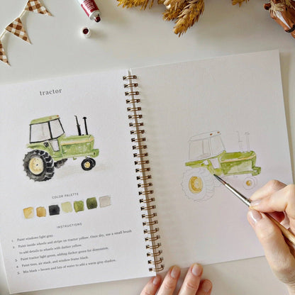 Farm Watercolor Painting Workbook