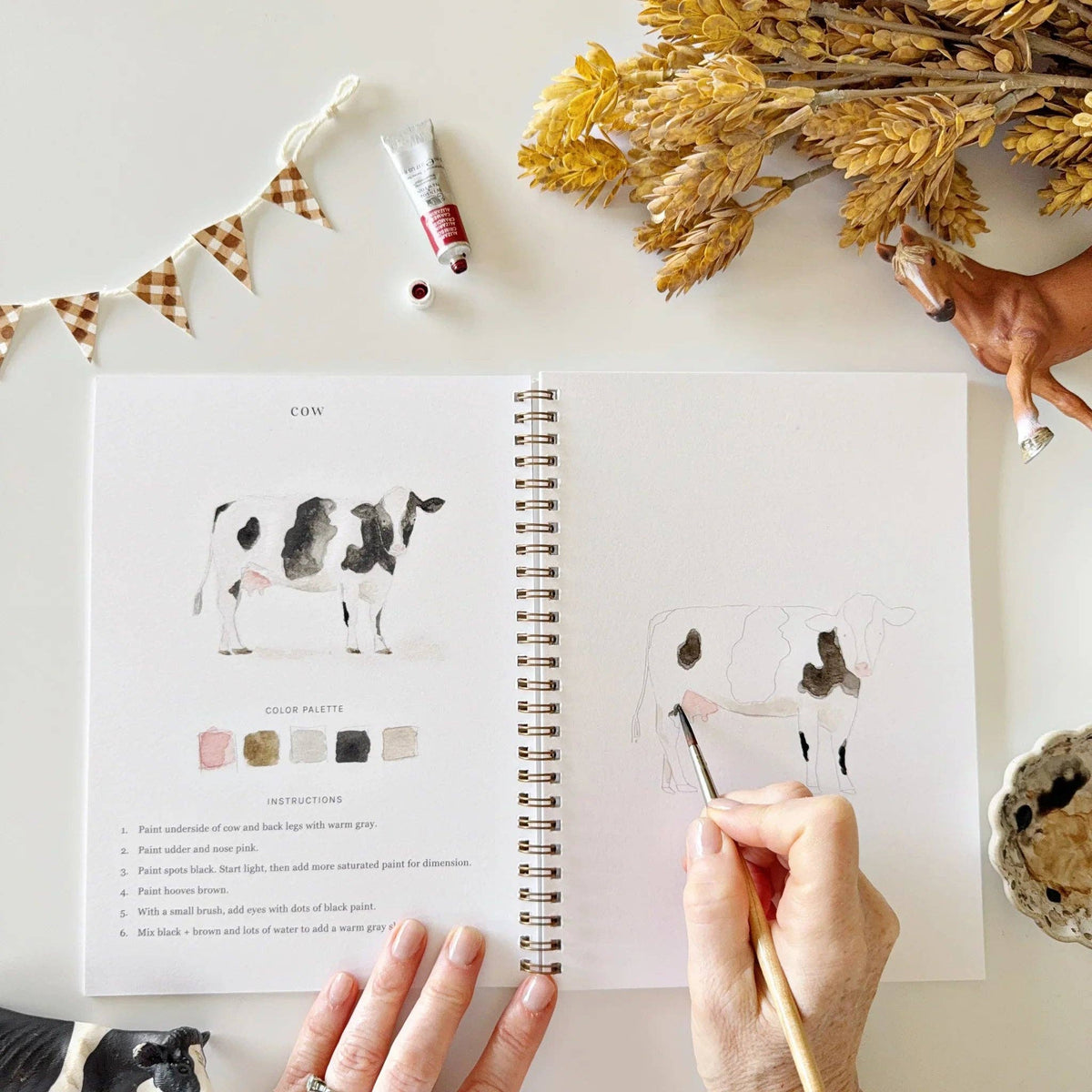 Farm Watercolor Painting Workbook